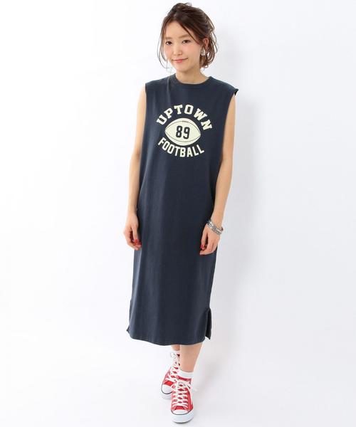 Another Edition（アナザーエディション）の「AE×Championロゴノースリーブワンピース/ BCAE×ChampionLOGON/S OP◆（ワンピース・レディース・グレー/ネイビー・フリー）」の2枚目の写真
