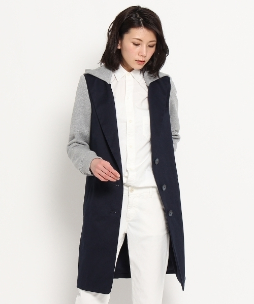 JET（ジェット）の「ペルーコットンチノストレッチコート（トレンチコート・レディース・グレー/ブルー・04/02）」の3枚目の写真