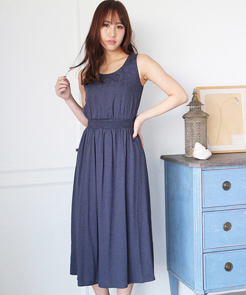 FREE'S MART（フリーズマート）の「《【MOOK本掲載 紗栄子さん 宮田聡子さん着用】レーヨンドビーレースアップロングワンピース》（ワンピース・レディース・ホワイト/パープル/ネイビー/ホワイト系その他・FREE）」の3枚目の写真