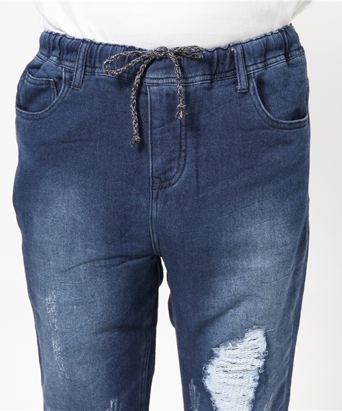 VENCEEXCHANGE（ヴァンスエクスチェンジ）の「ダメージ裾リブカットデニムパンツ（デニムパンツ・メンズ・ダークネイビー/ブルー・LARGE/SMALL/MEDIUM）」の6枚目の写真