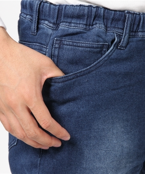 VENCEEXCHANGE（ヴァンスエクスチェンジ）の「ダメージ裾リブカットデニムパンツ（デニムパンツ・メンズ・ダークネイビー/ブルー・LARGE/SMALL/MEDIUM）」の8枚目の写真