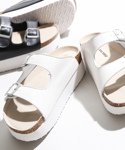 WEGO(ウィゴー)の「WEGO/ダブルベルトサンダル(サンダル・レディース・ブラック/シルバー/ホワイト・LARGE/MEDIUM)」の2枚目の写真