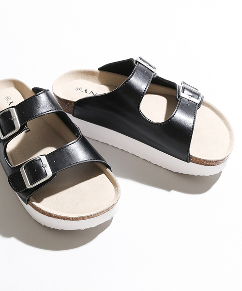 WEGO(ウィゴー)の「WEGO/ダブルベルトサンダル(サンダル・レディース・ブラック/シルバー/ホワイト・LARGE/MEDIUM)」の6枚目の写真