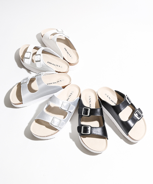WEGO(ウィゴー)の「WEGO/ダブルベルトサンダル(サンダル・レディース・ブラック/シルバー/ホワイト・LARGE/MEDIUM)」の5枚目の写真