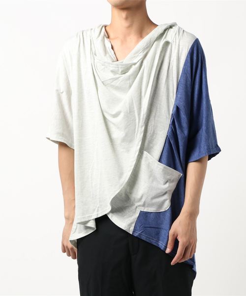 チャイハネ（チャイハネ）の「【チャイハネ】ドレープMEN'Sトップス（Tシャツ/カットソー・メンズ・ブラック/ホワイト/ベージュ/ブルー/パープル/ターコイズブルー/オフホワイト/ホワイト×ブルー/グリーン・FREE）」の15枚目の写真