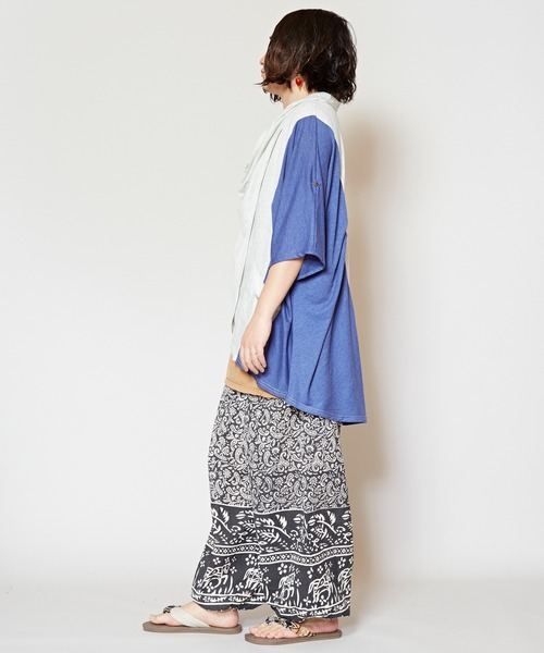 チャイハネ（チャイハネ）の「【チャイハネ】ドレープMEN'Sトップス（Tシャツ/カットソー・メンズ・ブラック/ホワイト/ベージュ/ブルー/パープル/ターコイズブルー/オフホワイト/ホワイト×ブルー/グリーン・FREE）」の17枚目の写真