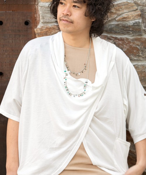 チャイハネ（チャイハネ）の「【チャイハネ】ドレープMEN'Sトップス（Tシャツ/カットソー・メンズ・ブラック/ホワイト/ベージュ/ブルー/パープル/ターコイズブルー/オフホワイト/ホワイト×ブルー/グリーン・FREE）」の22枚目の写真