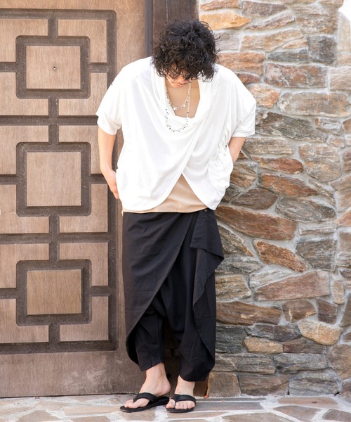 チャイハネ（チャイハネ）の「【チャイハネ】ドレープMEN'Sトップス（Tシャツ/カットソー・メンズ・ブラック/ホワイト/ベージュ/ブルー/パープル/ターコイズブルー/オフホワイト/ホワイト×ブルー/グリーン・FREE）」の21枚目の写真