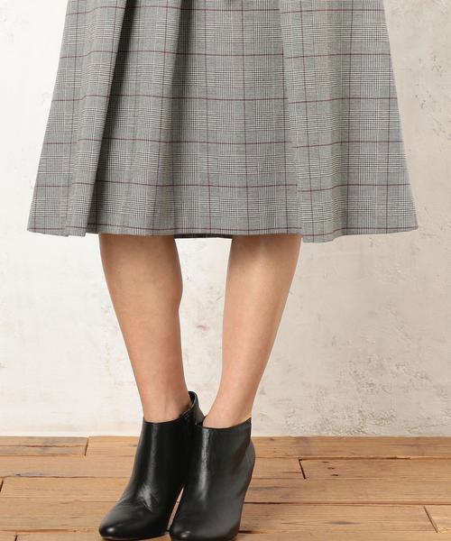 green label relaxing（グリーンレーベルリラクシング）の「KC グレンチェック タックフレア スカート ◆（スカート・レディース・ライトグレー/ダークグレー・38/36）」の16枚目の写真
