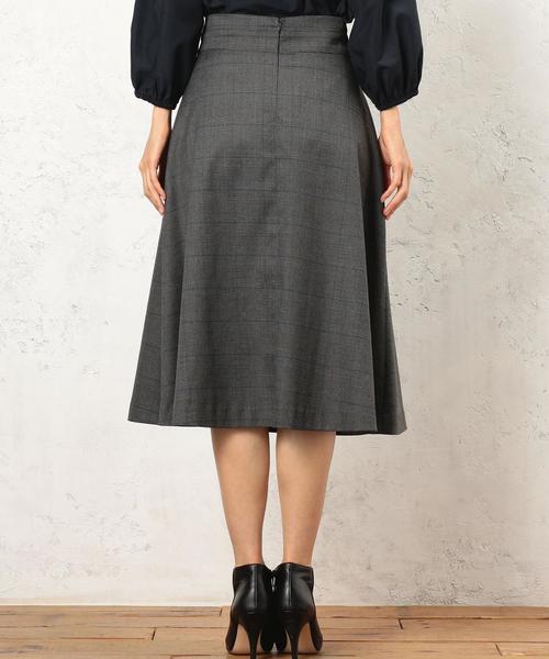 green label relaxing（グリーンレーベルリラクシング）の「KC グレンチェック タックフレア スカート ◆（スカート・レディース・ライトグレー/ダークグレー・38/36）」の7枚目の写真