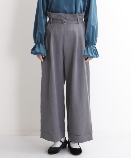 MERLOT(メルロー)の「ウエストギャザーベルトタックワイドパンツ1268(その他パンツ・レディース・ネイビー/ブラック/グレー/ワイン・FREE)」の3枚目の写真