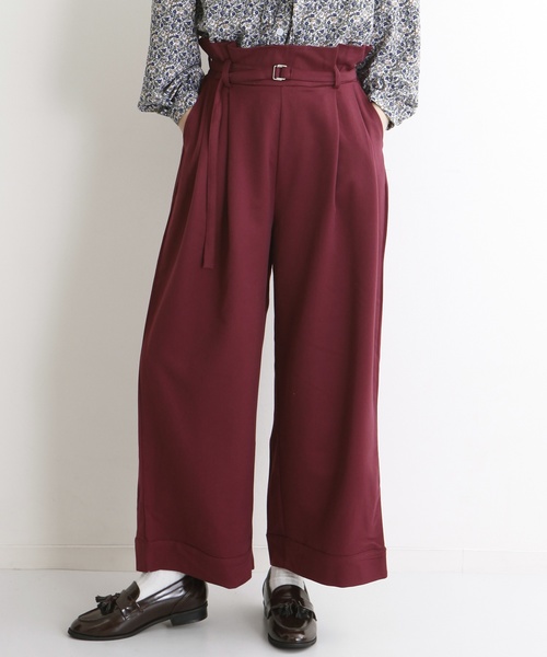 MERLOT(メルロー)の「ウエストギャザーベルトタックワイドパンツ1268(その他パンツ・レディース・ネイビー/ブラック/グレー/ワイン・FREE)」の1枚目の写真