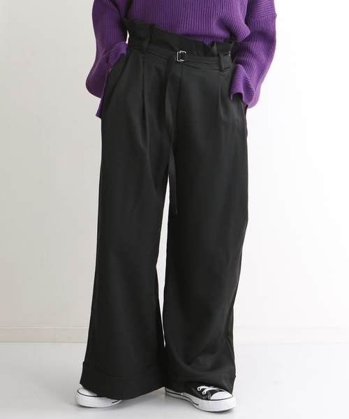 MERLOT(メルロー)の「ウエストギャザーベルトタックワイドパンツ1268(その他パンツ・レディース・ネイビー/ブラック/グレー/ワイン・FREE)」の2枚目の写真