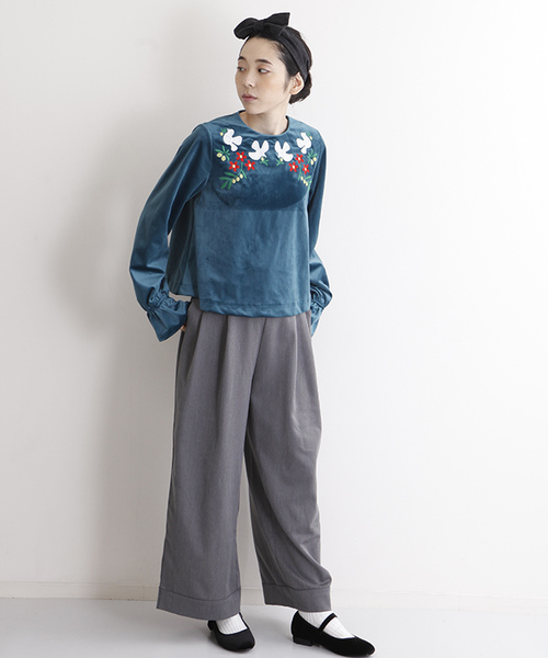 MERLOT(メルロー)の「ウエストギャザーベルトタックワイドパンツ1268(その他パンツ・レディース・ネイビー/ブラック/グレー/ワイン・FREE)」の5枚目の写真