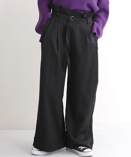 MERLOT(メルロー)の「ウエストギャザーベルトタックワイドパンツ1268(その他パンツ・レディース・ネイビー/ブラック/グレー/ワイン・FREE)」の16枚目の写真