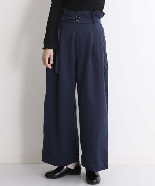MERLOT(メルロー)の「ウエストギャザーベルトタックワイドパンツ1268(その他パンツ・レディース・ネイビー/ブラック/グレー/ワイン・FREE)」の18枚目の写真
