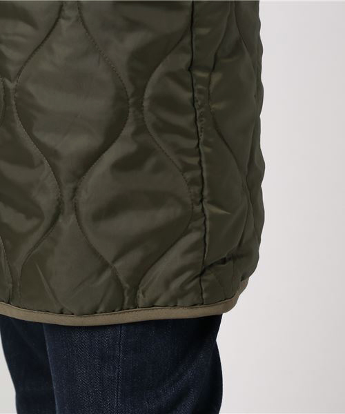 earth music&ecology（アースミュージックアンドエコロジー）の「リバーシブルキルティングコート（ノーカラージャケット・レディース・カーキ/ネイビー・FREE）」の10枚目の写真