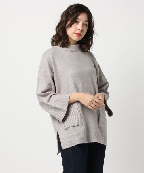 earth music&ecology（アースミュージックアンドエコロジー）の「・ポケット横リブニットチュニック（チュニック・レディース・ライトグレー/ブラック/アイボリー/キャメル・FREE）」の4枚目の写真