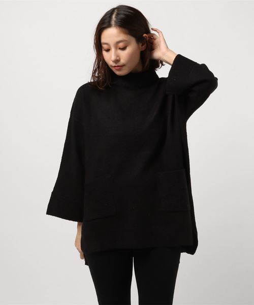 earth music&ecology（アースミュージックアンドエコロジー）の「・ポケット横リブニットチュニック（チュニック・レディース・ライトグレー/ブラック/アイボリー/キャメル・FREE）」の3枚目の写真