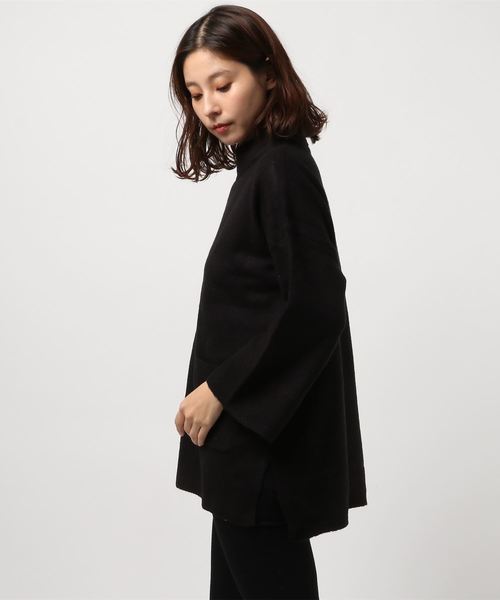 earth music&ecology（アースミュージックアンドエコロジー）の「・ポケット横リブニットチュニック（チュニック・レディース・ライトグレー/ブラック/アイボリー/キャメル・FREE）」の6枚目の写真