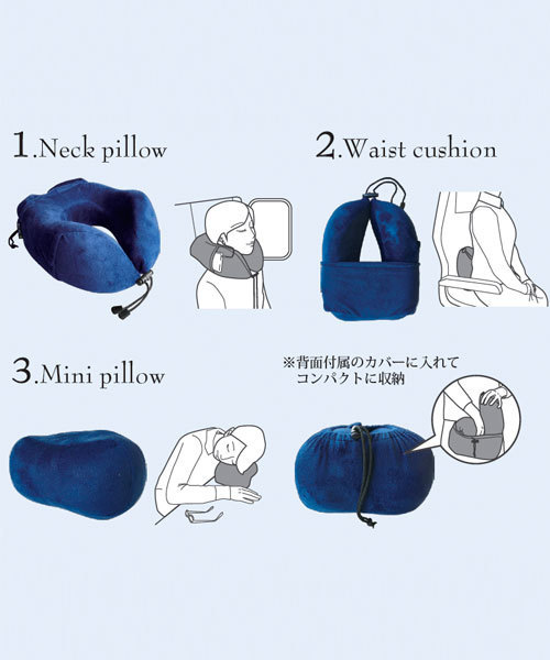 MILESTO（ミレスト）の「スリーピーピロー（トラベルグッズ・メンズ・ネイビー/グレー・ﾌﾘ-）」の6枚目の写真