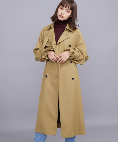 STUDIOUS（ステュディオス）の「【STUDIOUS】クラウンボリュ-ムトレンチ（ダウンジャケット/コート・レディース・マルチ/ベージュ/ネイビー・0/1）」の2枚目の写真