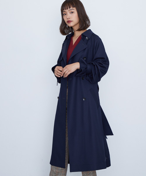 STUDIOUS（ステュディオス）の「【STUDIOUS】クラウンボリュ-ムトレンチ（ダウンジャケット/コート・レディース・マルチ/ベージュ/ネイビー・0/1）」の3枚目の写真
