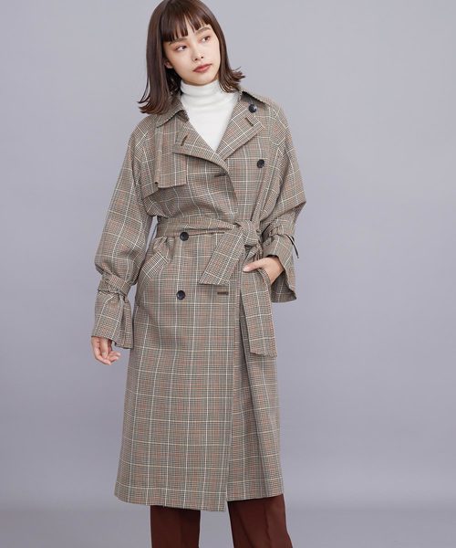 STUDIOUS（ステュディオス）の「【STUDIOUS】クラウンボリュ-ムトレンチ（ダウンジャケット/コート・レディース・マルチ/ベージュ/ネイビー・0/1）」の7枚目の写真