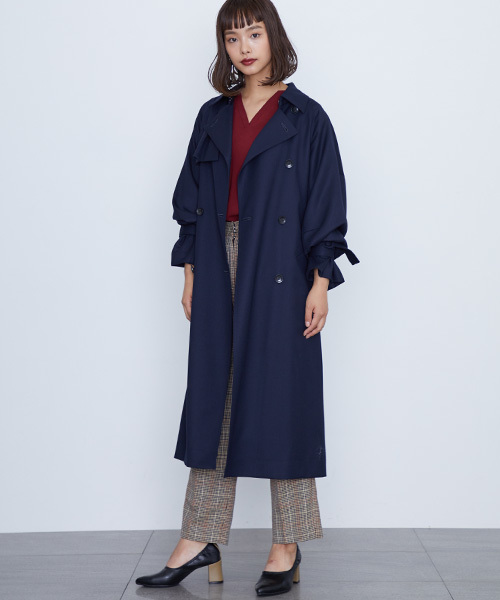 STUDIOUS（ステュディオス）の「【STUDIOUS】クラウンボリュ-ムトレンチ（ダウンジャケット/コート・レディース・マルチ/ベージュ/ネイビー・0/1）」の18枚目の写真