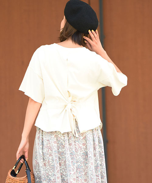 LIPSTAR（リップスター）の「ピグメント加工バックリボンカットソー（Tシャツ/カットソー・レディース・オフホワイト/ブラック/ブルー/グリーン系その他2・M）」の19枚目の写真