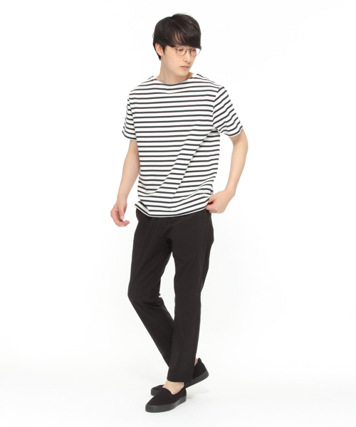LAKOLE（ラコレ）の「【汗ジミ軽減】バスクボーダー半袖Tシャツ / LAKOLE（Tシャツ/カットソー・メンズ・グレー/ネイビー/ブルー/ベージュ/イエロー/オレンジ・LARGE/MEDIUM）」の12枚目の写真