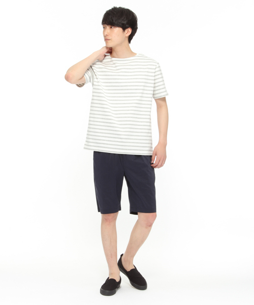 LAKOLE（ラコレ）の「【汗ジミ軽減】バスクボーダー半袖Tシャツ / LAKOLE（Tシャツ/カットソー・メンズ・グレー/ネイビー/ブルー/ベージュ/イエロー/オレンジ・LARGE/MEDIUM）」の13枚目の写真