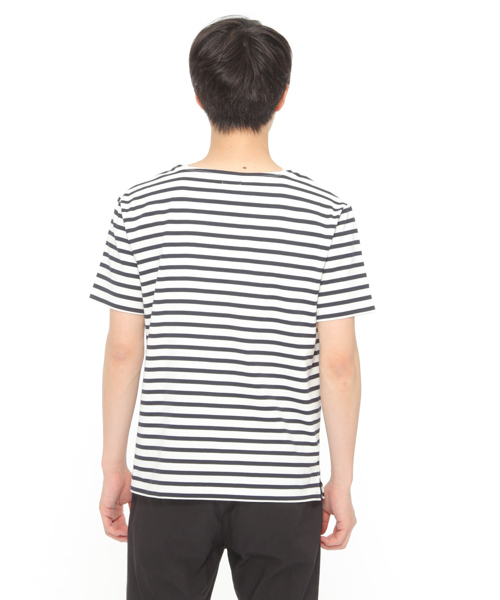 LAKOLE（ラコレ）の「【汗ジミ軽減】バスクボーダー半袖Tシャツ / LAKOLE（Tシャツ/カットソー・メンズ・グレー/ネイビー/ブルー/ベージュ/イエロー/オレンジ・LARGE/MEDIUM）」の16枚目の写真