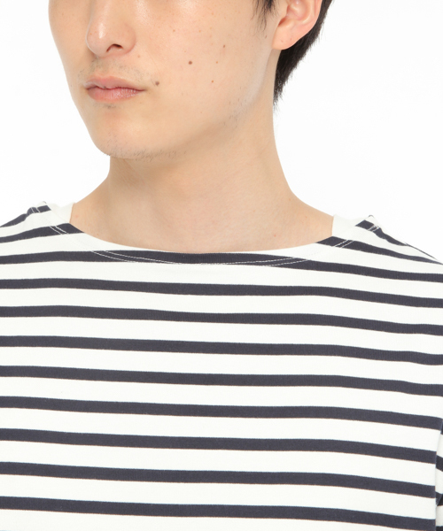 LAKOLE（ラコレ）の「【汗ジミ軽減】バスクボーダー半袖Tシャツ / LAKOLE（Tシャツ/カットソー・メンズ・グレー/ネイビー/ブルー/ベージュ/イエロー/オレンジ・LARGE/MEDIUM）」の17枚目の写真