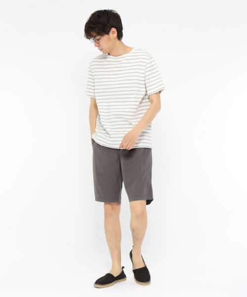 LAKOLE（ラコレ）の「【汗ジミ軽減】バスクボーダー半袖Tシャツ / LAKOLE（Tシャツ/カットソー・メンズ・グレー/ネイビー/ブルー/ベージュ/イエロー/オレンジ・LARGE/MEDIUM）」の10枚目の写真