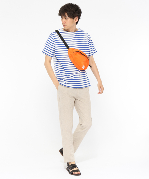 LAKOLE（ラコレ）の「【汗ジミ軽減】バスクボーダー半袖Tシャツ / LAKOLE（Tシャツ/カットソー・メンズ・グレー/ネイビー/ブルー/ベージュ/イエロー/オレンジ・LARGE/MEDIUM）」の11枚目の写真