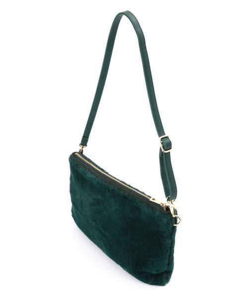 NATURAL BEAUTY BASIC（ナチュラルビューティーベーシック）の「【雑誌掲載】エコファークラッチ（クラッチバッグ・レディース・チャコールグレー/オフホワイト/グリーン・ﾌﾘ-）」の12枚目の写真