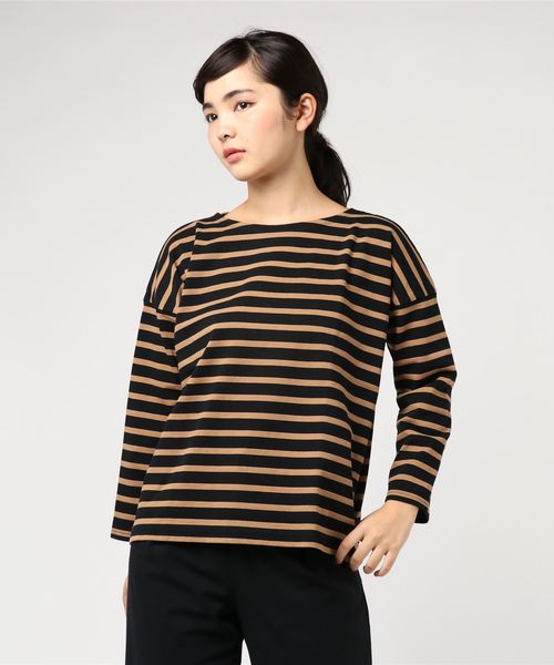 SHIPS Days(シップスデイズ)の「SHIPS Days STANDARD:ボーダー バスクカットソー(Tシャツ/カットソー・レディース・ブラック/ベージュ/キャメル・S~M/M~L)」の6枚目の写真