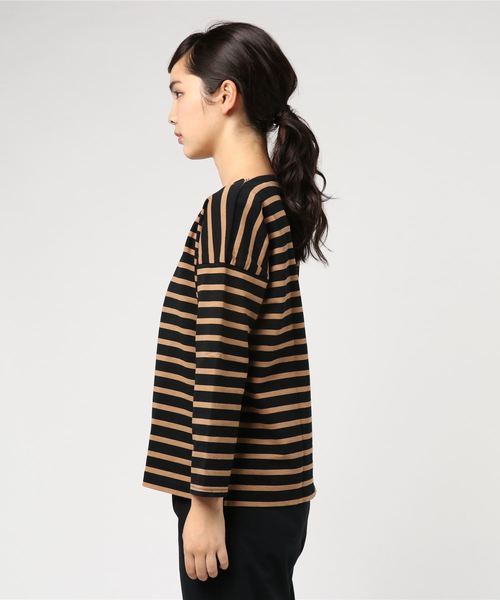 SHIPS Days(シップスデイズ)の「SHIPS Days STANDARD:ボーダー バスクカットソー(Tシャツ/カットソー・レディース・ブラック/ベージュ/キャメル・S~M/M~L)」の5枚目の写真
