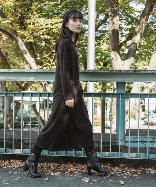 Munich(ミューニック)の「ソフトポンチベルト付きワンピース(Tシャツ/カットソー・レディース・ブラック/パープル/ネイビー/チャコールグレー・FREE)」の2枚目の写真