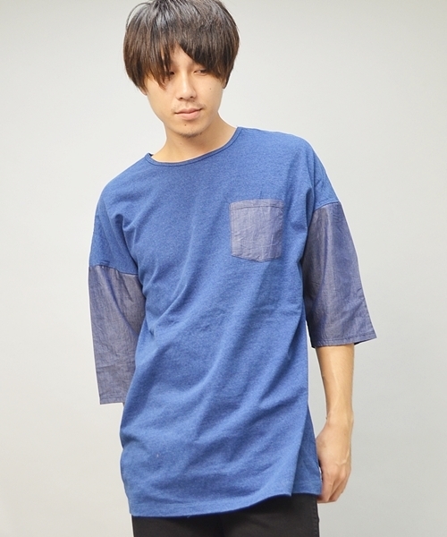 SHIPS JET BLUE(シップスジェットブルー)の「JB: ドロップショルダー ポケットTee(Tシャツ/カットソー・メンズ・ライトブルー/ネイビー・SMALL/MEDIUM)」の2枚目の写真