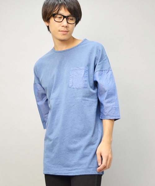 SHIPS JET BLUE(シップスジェットブルー)の「JB: ドロップショルダー ポケットTee(Tシャツ/カットソー・メンズ・ライトブルー/ネイビー・SMALL/MEDIUM)」の1枚目の写真