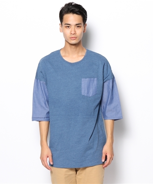 SHIPS JET BLUE(シップスジェットブルー)の「JB: ドロップショルダー ポケットTee(Tシャツ/カットソー・メンズ・ライトブルー/ネイビー・SMALL/MEDIUM)」の3枚目の写真