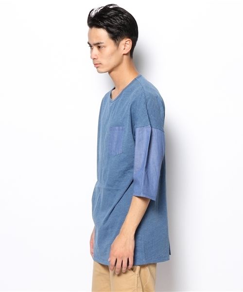 SHIPS JET BLUE(シップスジェットブルー)の「JB: ドロップショルダー ポケットTee(Tシャツ/カットソー・メンズ・ライトブルー/ネイビー・SMALL/MEDIUM)」の4枚目の写真