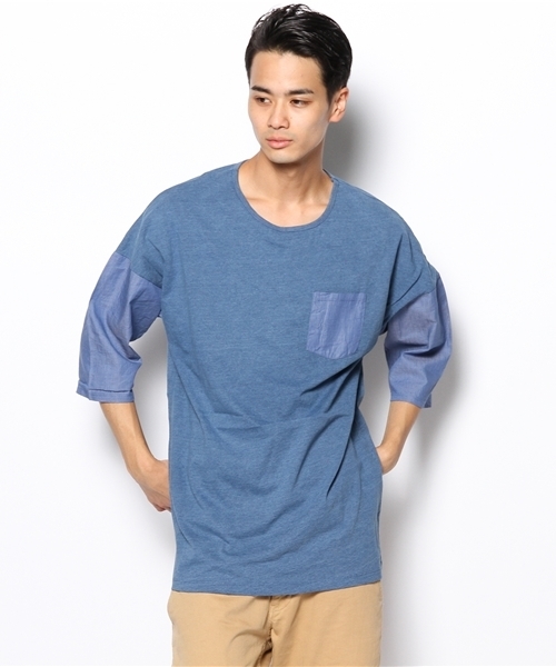 SHIPS JET BLUE(シップスジェットブルー)の「JB: ドロップショルダー ポケットTee(Tシャツ/カットソー・メンズ・ライトブルー/ネイビー・SMALL/MEDIUM)」の10枚目の写真