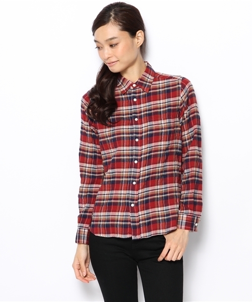 laule'a sunny side store(ラウレアサニーサイドストア)の「チェックネルシャツ(シャツ/ブラウス・レディース・イエロー/レッド/ネイビー/ダークブラウン・FREE)」の4枚目の写真
