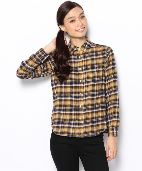 laule'a sunny side store(ラウレアサニーサイドストア)の「チェックネルシャツ(シャツ/ブラウス・レディース・イエロー/レッド/ネイビー/ダークブラウン・FREE)」の3枚目の写真