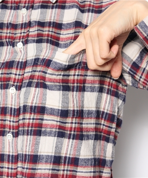 laule'a sunny side store(ラウレアサニーサイドストア)の「チェックネルシャツ(シャツ/ブラウス・レディース・イエロー/レッド/ネイビー/ダークブラウン・FREE)」の10枚目の写真