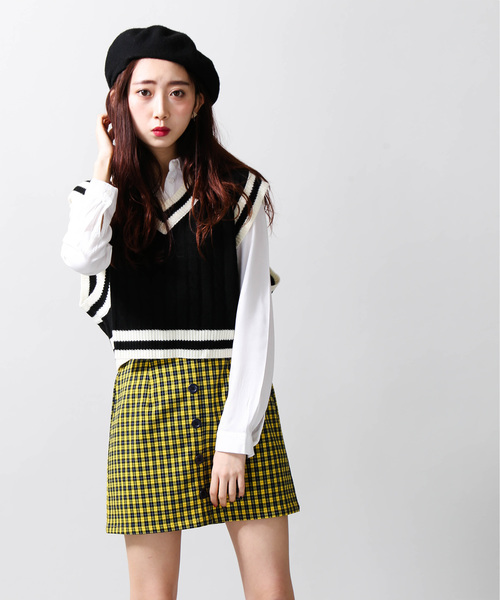 WEGO（ウィゴー）の「WEGO/ボタンチェックミニスカパン（スカート・レディース・ベージュ系その他2/イエロー系その他3/グリーン系その他2/レッド系その他2・FREE）」の16枚目の写真