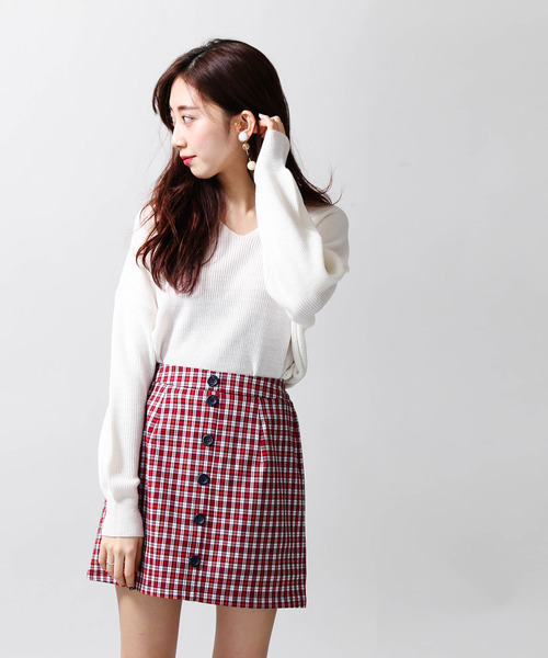 WEGO（ウィゴー）の「WEGO/ボタンチェックミニスカパン（スカート・レディース・ベージュ系その他2/イエロー系その他3/グリーン系その他2/レッド系その他2・FREE）」の19枚目の写真